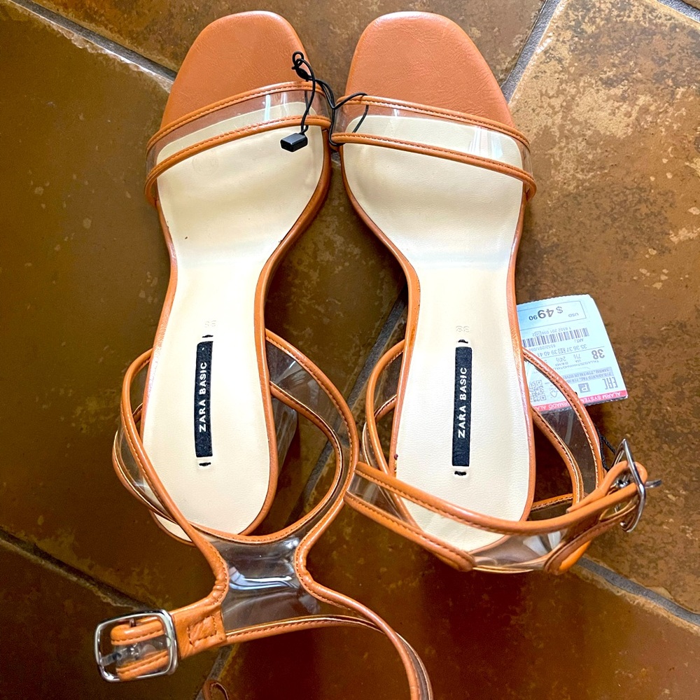Zara size 38 Clear Heeled Sandal